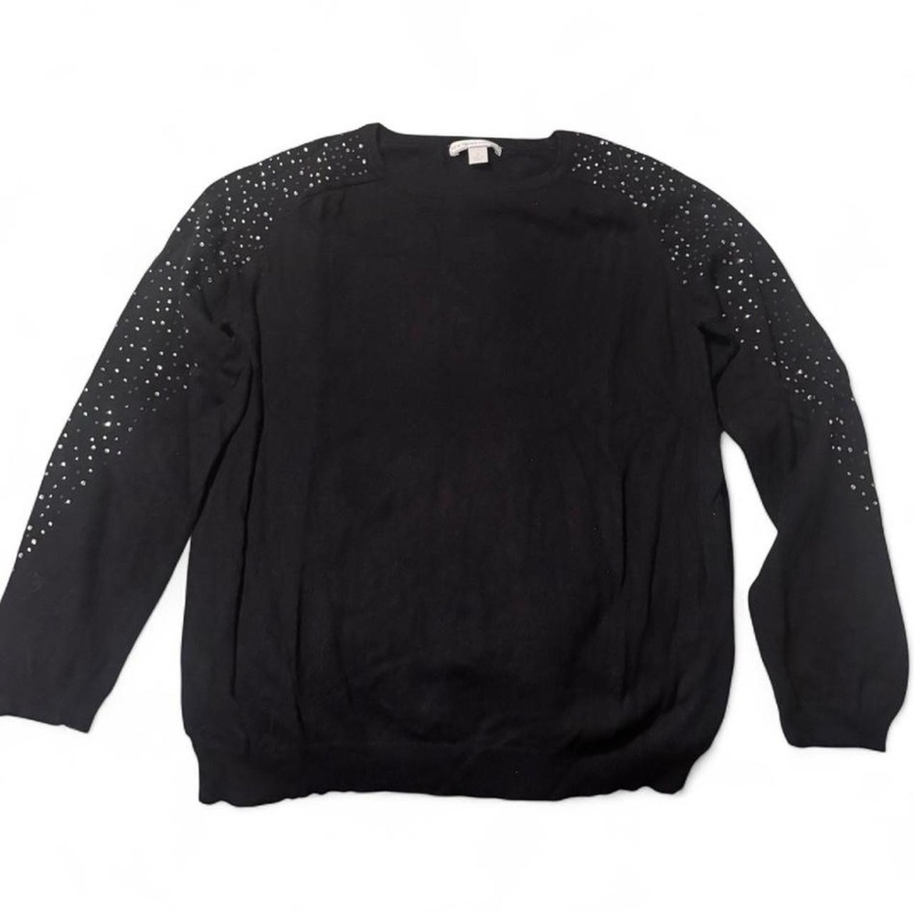 New York & Company Black Sweater with Studded Detail
